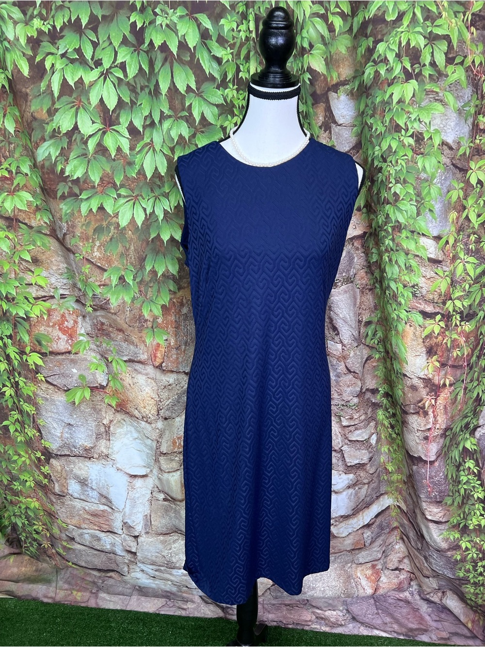 J. MCLAUGHLIN Textured Stretch Preppy Blue Coastal Sheath Dress, M - Picture 2 of 11